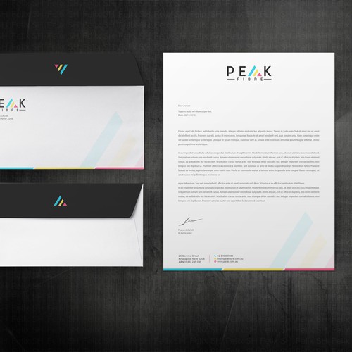 Creative, slick, professional Stationary for New Brand - Peak Fibre - Design by Felix SH