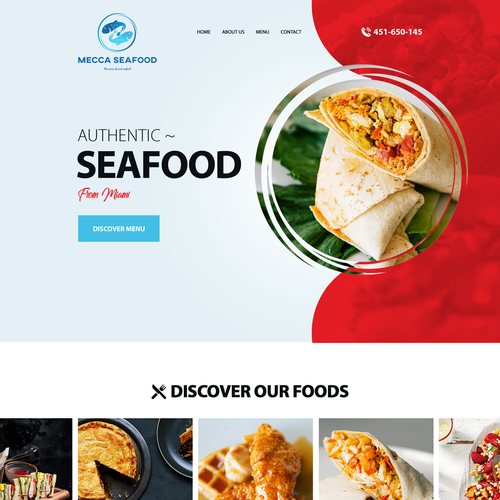 Miami Soul Seafood Restaurant Concept 1 Page Only Design by Dream State IT