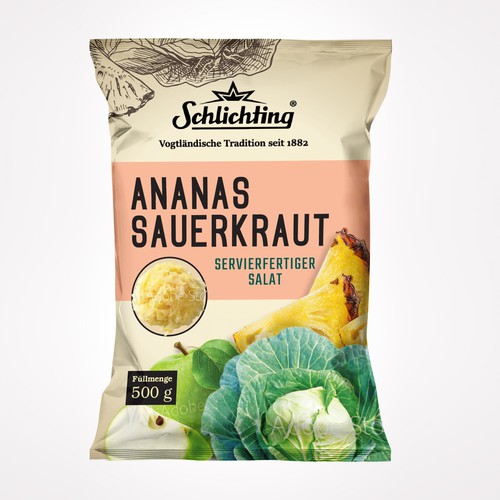 Diseño de Stayin alife - Refresh an old fashion package for Salad with Sauerkraut, Pineapple and Apple de Jena-288