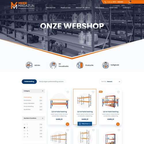 Creative website templates for a leading pallet racks company_ Meermagazijn Design réalisé par MercClass