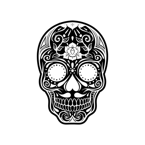 Design a rad Day of the Dead skull to be engraved on metal wallets Design by indraDICLVX