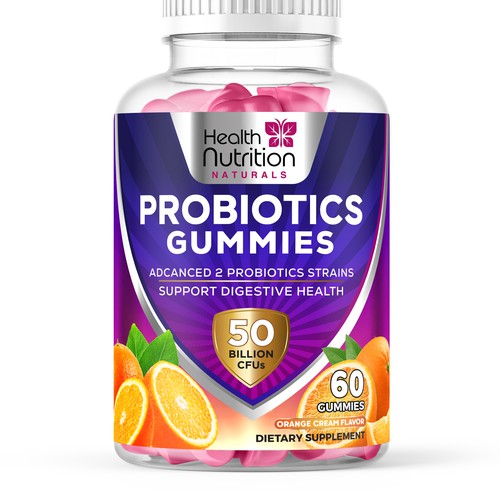 Healthy Probiotic Gummies Label needed for Health Nutrition Design by JOHN's_AlphaCreation