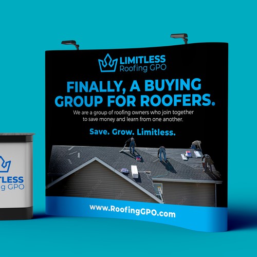 Design a tradeshow backdrop for roofing buying group Design by Graphic Rise