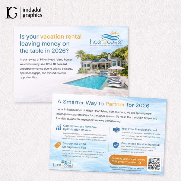 Postcard Mailer for Client Acquisition in Vacation Rental Management