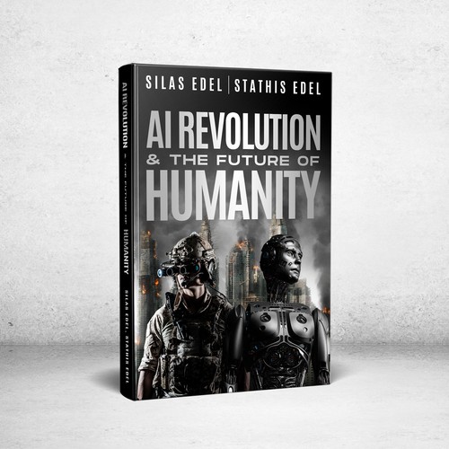 Futuristic AI Book Cover - AI vs Humans/Dark Design by Yna