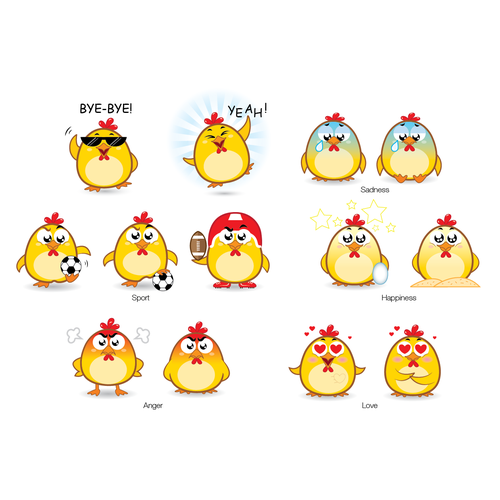 Chicken Emoji Stickers Design by giorgia.isacchi