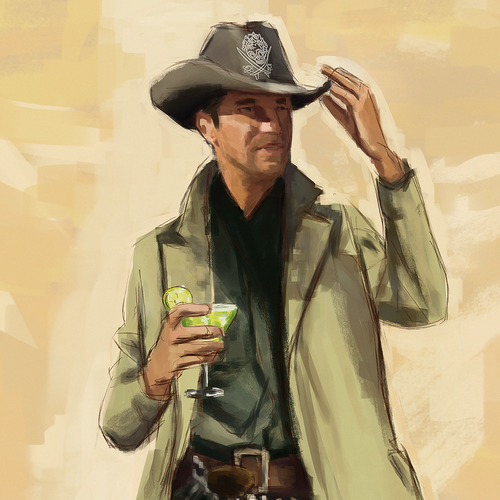 Rexicana Surf Cantina needs a desperado cowboy mascot. Réalisé par georgiy_art