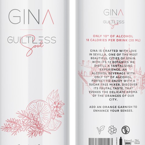 GINA - Low alcohol & calories gin Design by sam2305