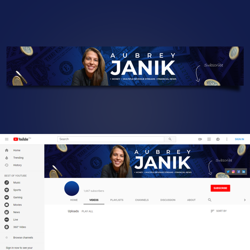 Banner Image for a Personal Finance/Business YouTube Channel Ontwerp door k r a m s t e r