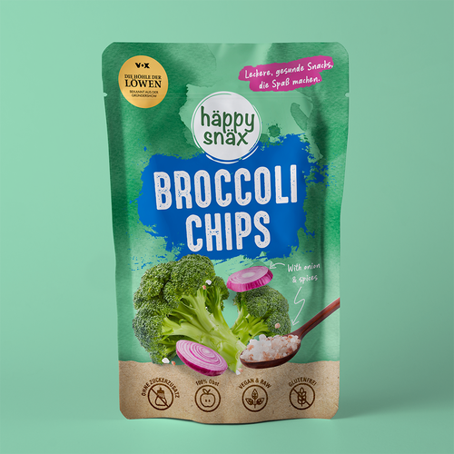 Verpackungsdesign für Doypack Gemüsechips: Vakuum frittierte Brokkoli Chips Design by cebiks