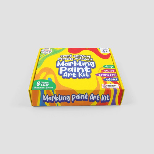 Design a colorful packaging for our new marbling paint art kit for kids Design by MADEK STUDIO