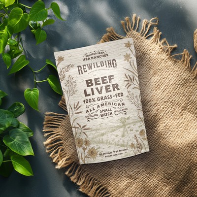 Rustic Pouch Design for a beef liver supplement