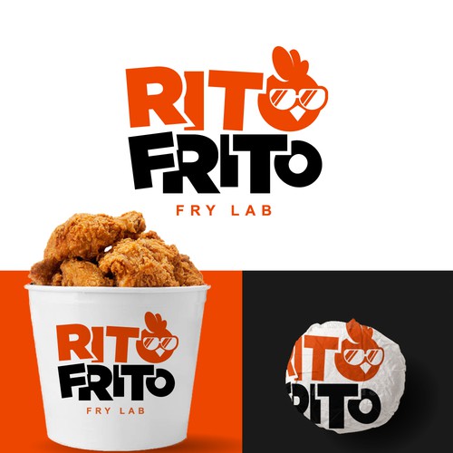 Fried Chicken Restaurant Logo RITO FRITO Design by CU4TRO ™