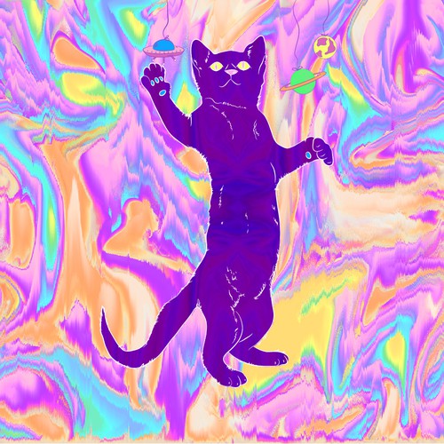 Psychedelic Cats Auto Generated Trading Cards to raise money for Cat Rescue デザイン by Ivy Illustrates