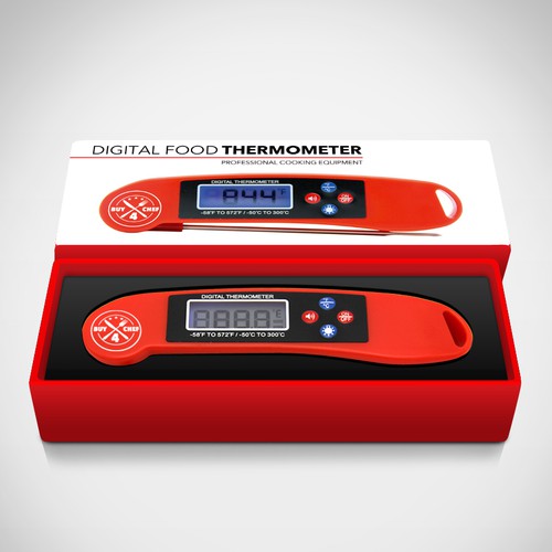 Creative Packaging Label for our Digital Food Thermometer Product