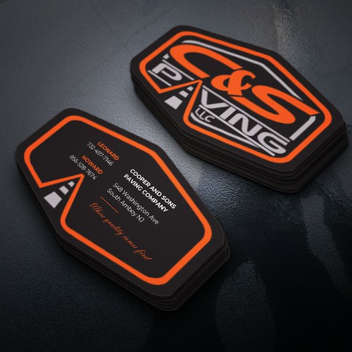 We are an asphalt paving company  card with character, style, stands out from everyone nothing bland no white ,add stuff Design réalisé par Xclusive16