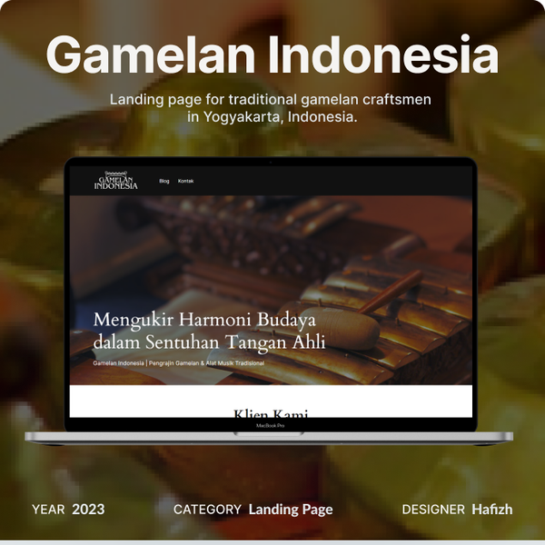 Landing page for local business (gamelan traditional music)