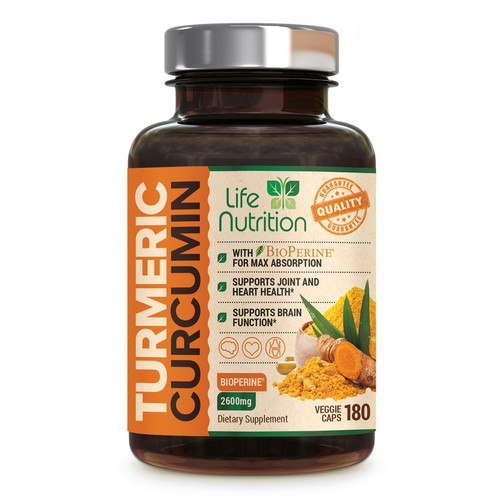 Life Nutrition needs a "beautiful label" for its Turmeric Extract bottle -  (Two (2) Winners will be awarded! ) Design by ProveMan