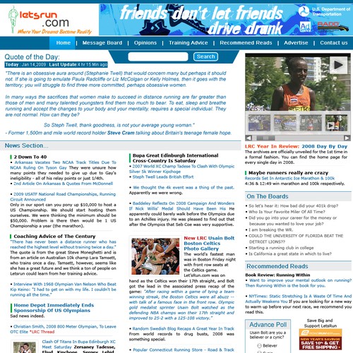 LetsRun.com Homepage Re-Design/Cleanup Diseño de Nancy_ART