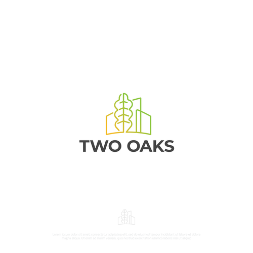 Construction, 3 business owners, use the work TWO oaks in our logo , very bold and intense  graphic Design by FlexArt