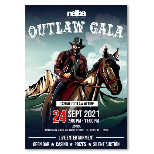 Design an Eye Catching flyer for our Outlaw Gala Design by WiFiSign