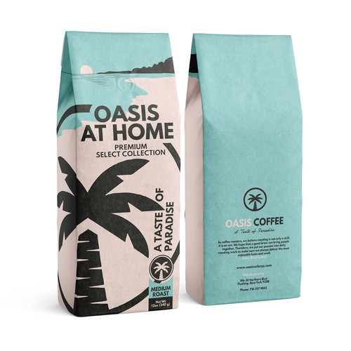 OASIS CAFE COFFEE BEAN PACKAGING DESIGN Design by ghielzact