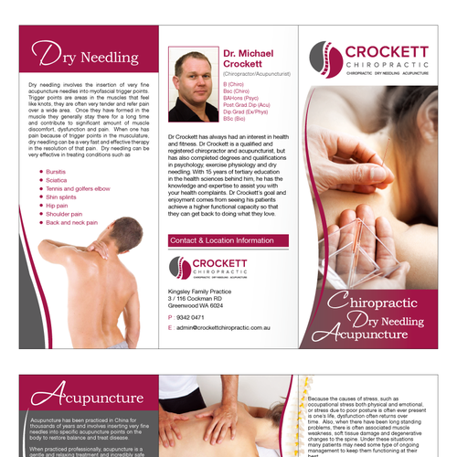 Brochure advertising and promoting chiropractic and acupuncture