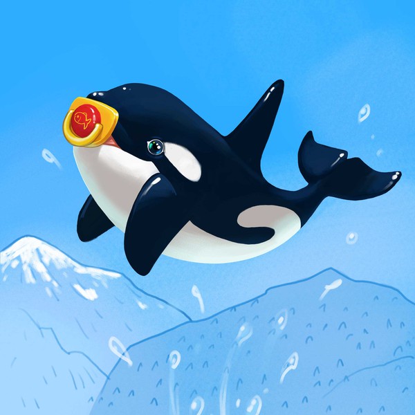 Design by RXF titled "Orca whale with a binky in its mouth."