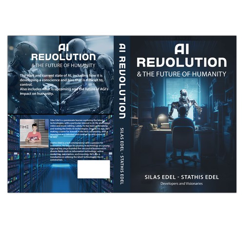 Futuristic AI Book Cover - AI vs Humans/Dark Design by flamenco72