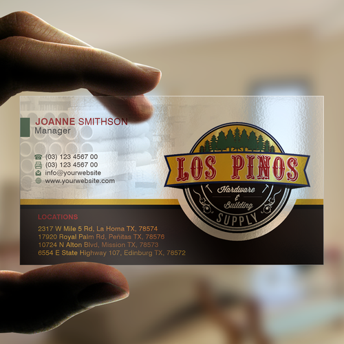 Los Pinos Hardware & Building Supply Business Card Contest! Design réalisé par oeingArtMindZ