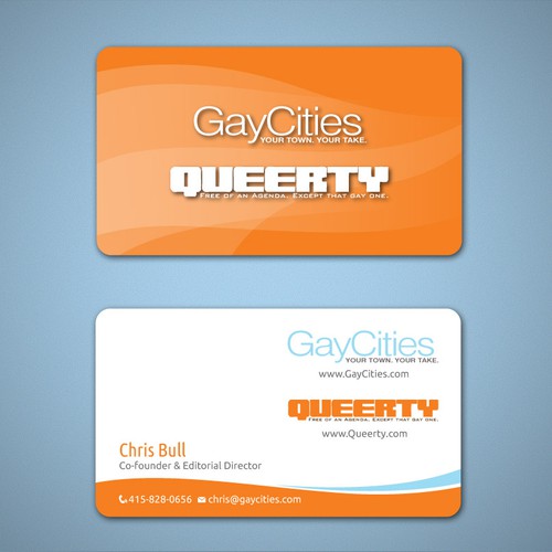 Create new business card design for GayCities, Inc., which runs Queerty.com and GayCities.com,  Diseño de Tcmenk