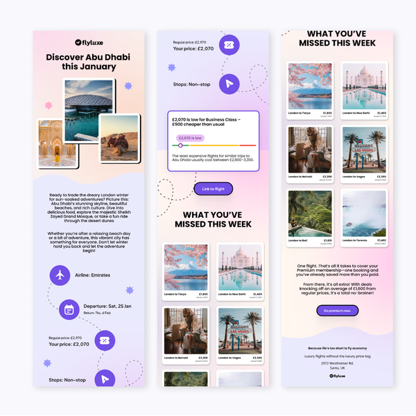 Newsletter for travel startup