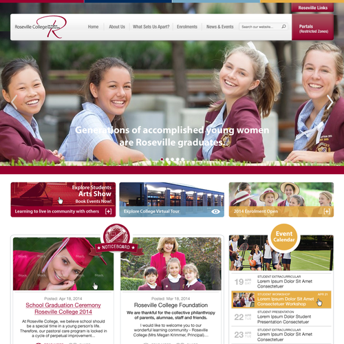 SharePoint Intranet Design for Private Girls School Design by rain is well