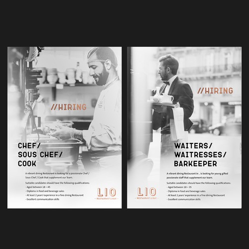 Job recruitment Poster for modern Premium Restaurant Design by Graphic Chef