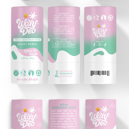 Design creative product packaging for an up and coming deodorant brand! Design by Dimario Moretti