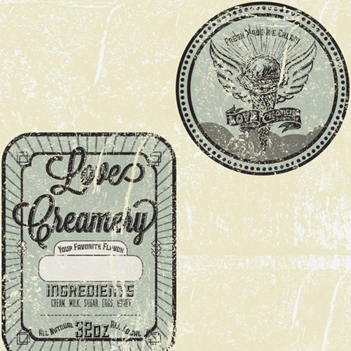 Ice Cream Container Labels for Love Creamery Design by Rossa Designs