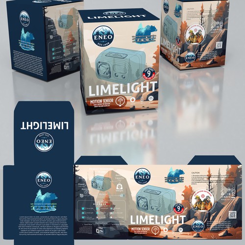 Design the packaging a outdoor headlamp where proceeds are donated to save american wildlife Design by Windmill Designer™