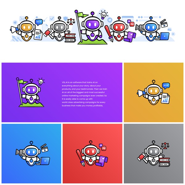 Mascot icons for VSL.AI team