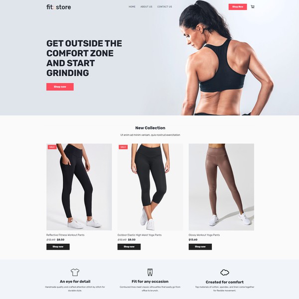 Design by Headmade titled "  SOS Fitness Store Ecommerce template"