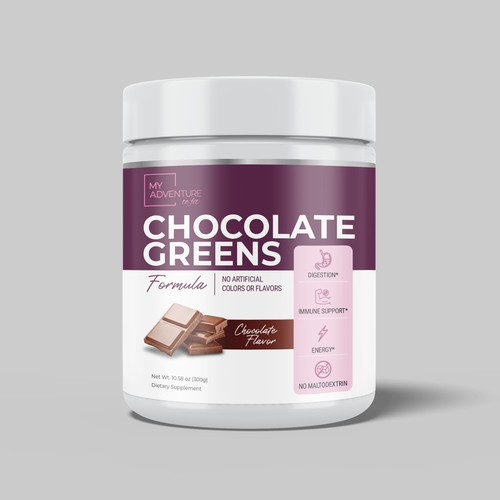 Chocolate Greens Superfood label design Design by Bee Man