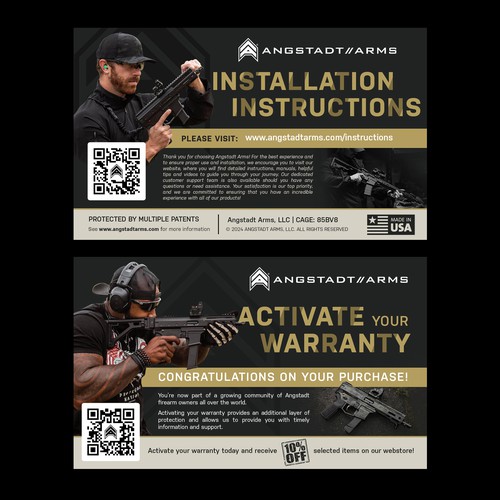 Warranty activation flyer for gun company (postcard) Design by Alphabet ♥