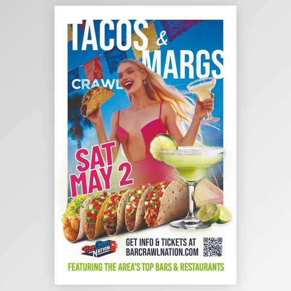 🌮🍹 Colorful Poster Design for Tacos & Margs Crawl (11x17)