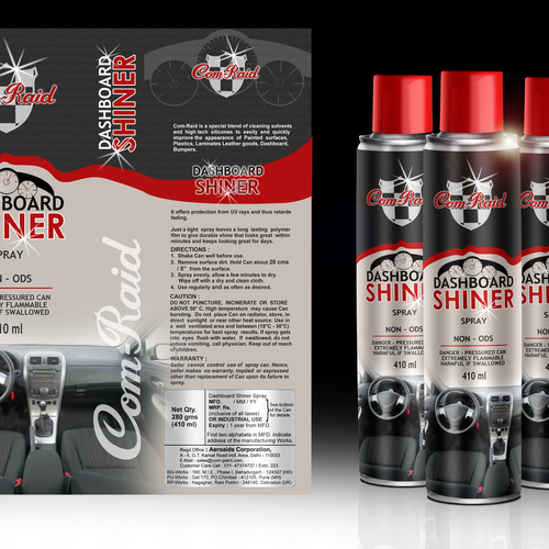 Product Label Design for AEROSOL CAN DASHBOARD SHINER SPRAY Design by Iano Designer