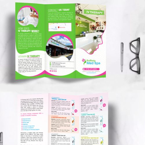 Design a brochure for IV Therapy at Sudbury Med Spa, FULL CONTENT PROVIDED Design by Rocket Zone