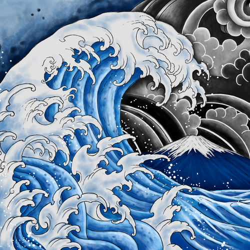 Design di Tatoo-Style Design of a Tsunami/Wave di Jezzus