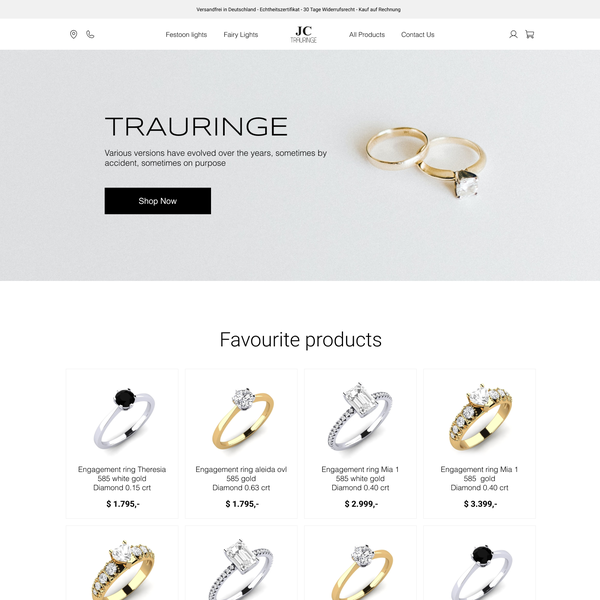 Minimalistic corporate design for a Wedding Ring Webshop