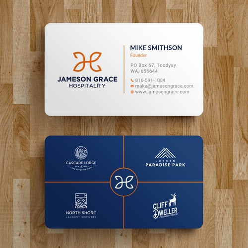 Create a modern and clean business card for a parent company with 4 subsidiaries Design by Roni_