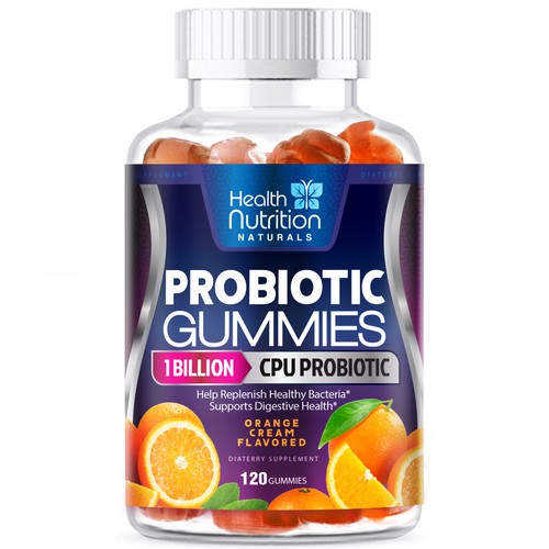 Diseño de Healthy Probiotic Gummies Label needed for Health Nutrition de agooshe