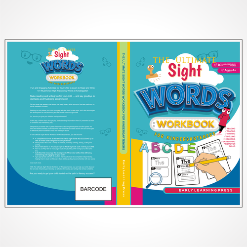 Cover and back for a Sight Words Workbook for Kindergarten Design réalisé par JDL's