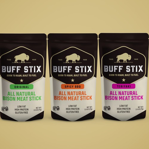 Buff Stix...Lean, Delicious, Buffalo Strong. Design by Studio 135+